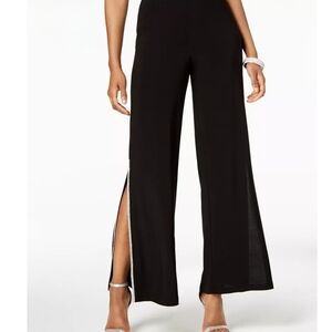 MSK Black Wide-Leg Split-Hem Pants with  Rhinestone Trim Size M